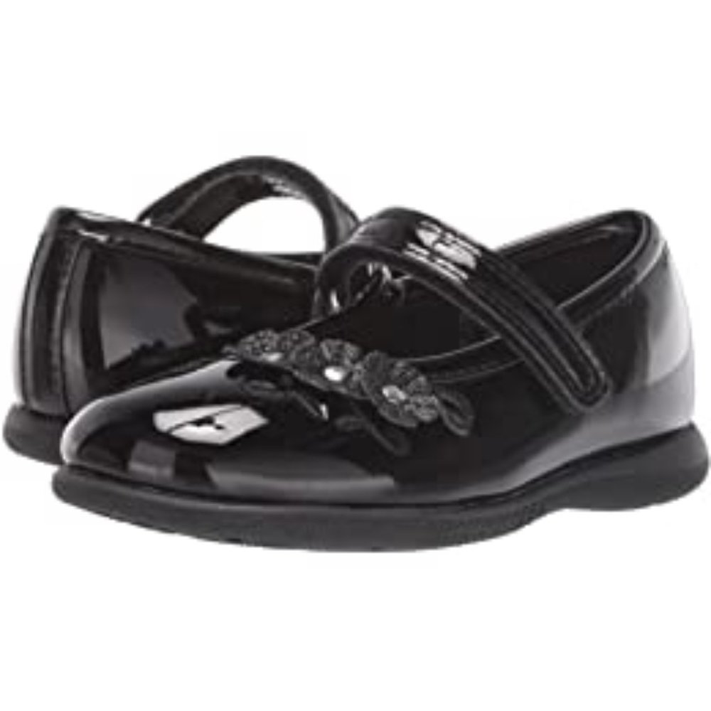 Black Patent Leather Mary Jane w/ Floral Decal